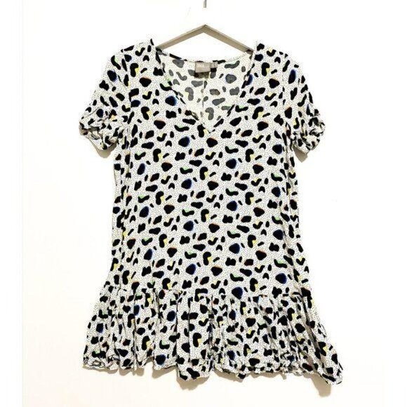 ASOS printed short sleeve blouse with peplum hem,0 - Picture 1 of 8